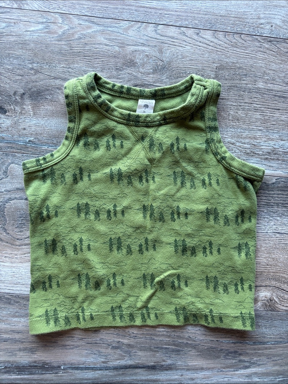 Kate Quinn Olive Green Tree-Print Tank Top for Kids